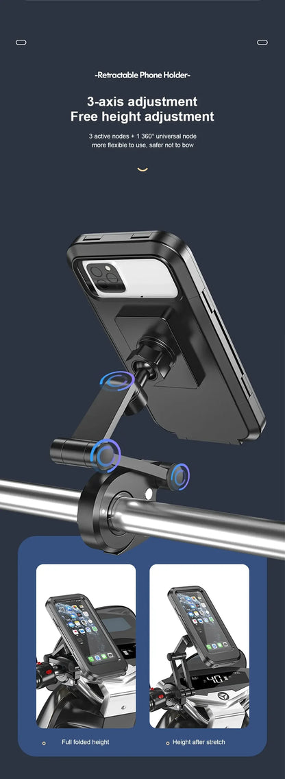 Waterproof 360° Swivel Phone Mount for Motorcycle/Bike – Adjustable Universal GPS Holder for Cellphones & Navigation Apps