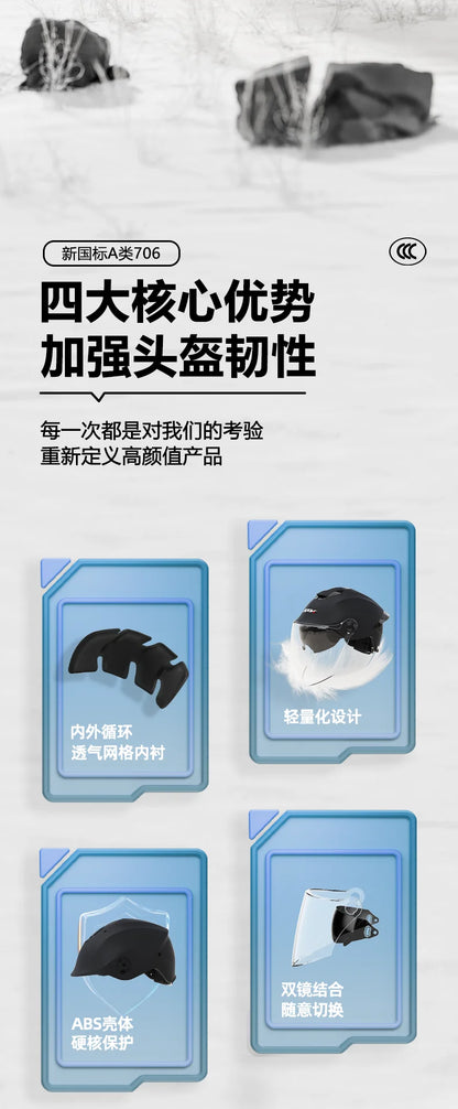Summer impact protection safety open face motorbike helmet motorcycle short lens ordinary tail wing black