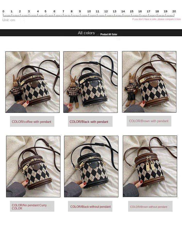 Women's Bag for Women Fashion Luxury Designer Zipper Small Handbags For Women Leather Bucket Shoulder Bag 2023 New Trend Pendant