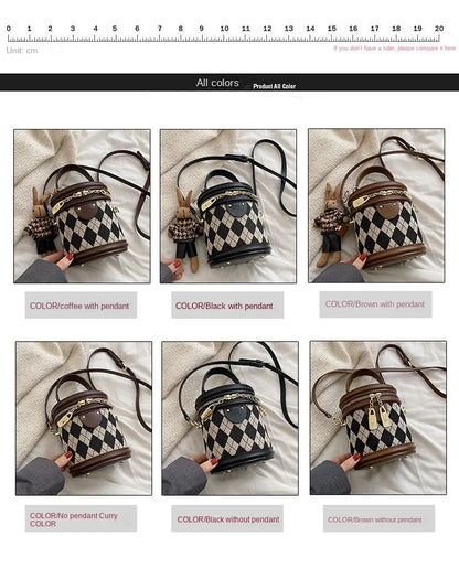 Women's Bag for Women Fashion Luxury Designer Zipper Small Handbags For Women Leather Bucket Shoulder Bag 2023 New Trend Pendant