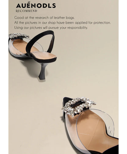 Summer Women High Heels Shoes Luxury Crystal Women Sandals Designer Pointed Toe Pumps Transparent Sexy Women sandalias de mujer