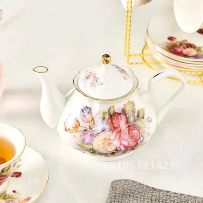 400ML European Bone Coffee Teapot English Afternoon Tea Set Kettle Pot Resistant High-Grade Porcelain Heat China Teapot Pot