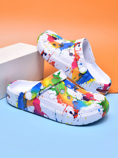 Couple Style Men's and Women's Clogs Sandals Slippers Inkjet Pattern Air Cushion Breathable Beach Sandals Outdoor Thick-Soled Mu