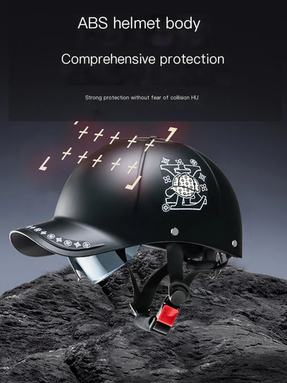 New Cafe Racer Chopper Scooter Safety Hard Hat Half Face Vintage Summer Cap Motorcycle Half Helmet Baseball Cap Style