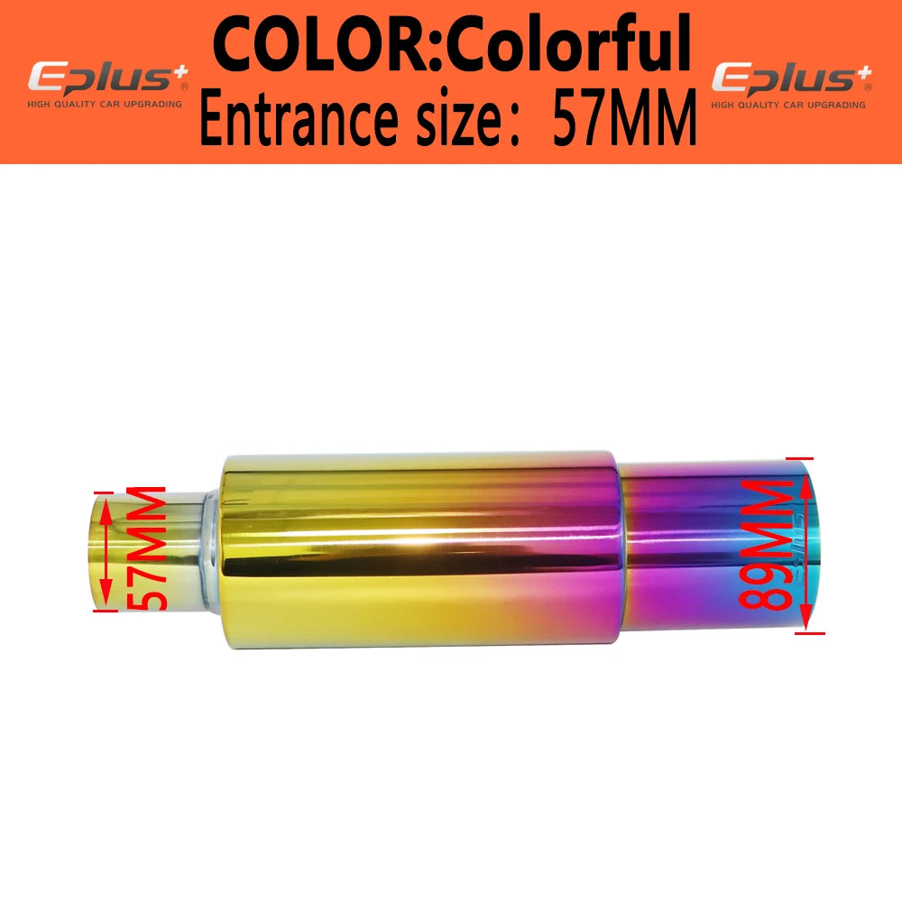 EPLUS Car&Motorcycle Exhaust Pipe Muffler Tail Pipe Universal High Quality Stainless Steel 51 57 63MM Exhaust End Output 89MM