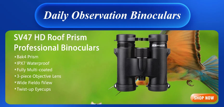 SVBONY 8x25 SV10 Binoculars Compact Fixed Focus Mini Portable Telescope Multi-coated Porro Prism for Outdoor Spoorts Games F9323