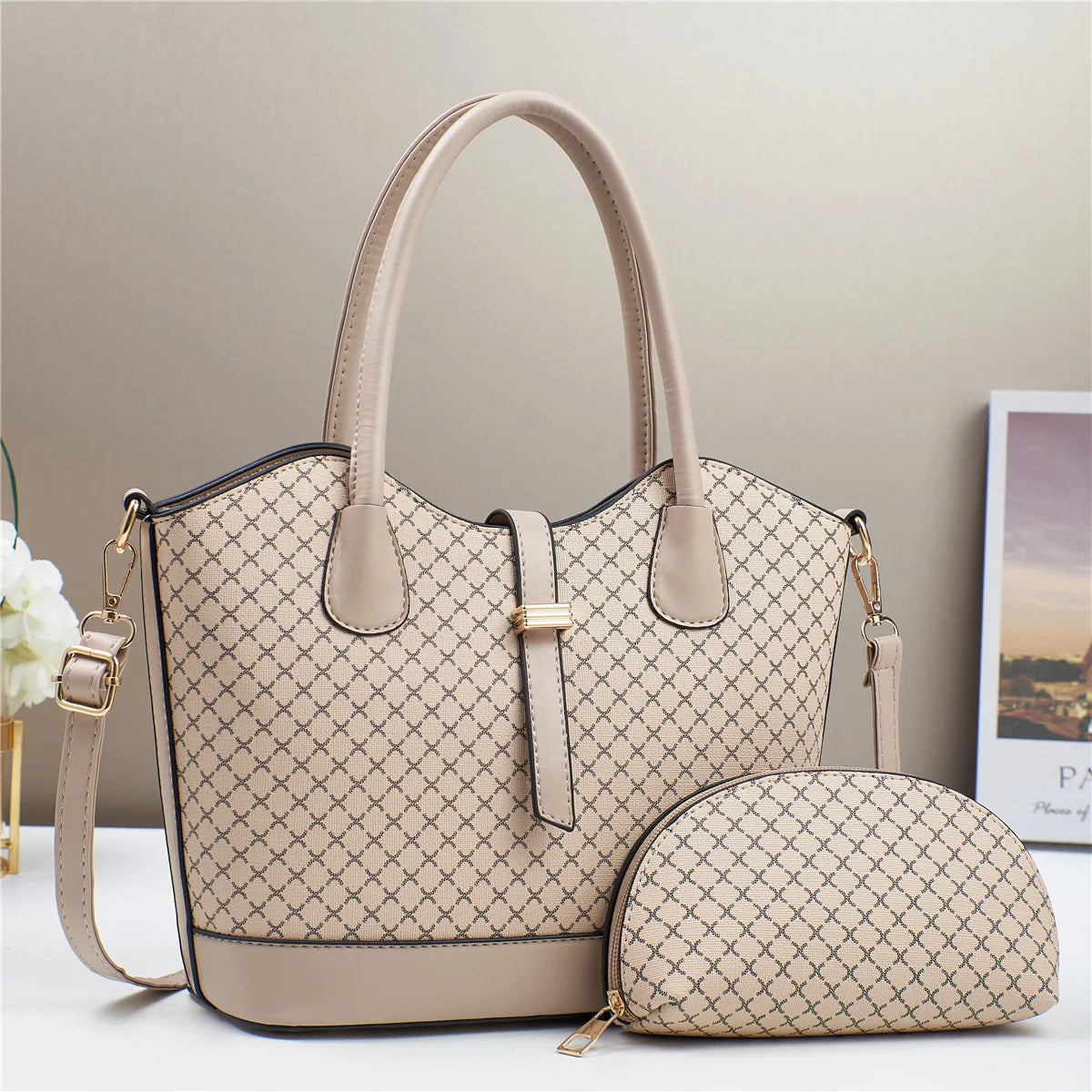 New Trendy Women's Tote Bag Brand Women's Handbag Large Capacity Women's Shopping Shoulder Bags 2 Piece Set Ladies messenger bag