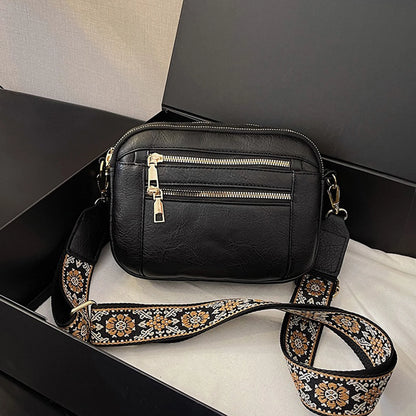 casual Shoulder Bags Women Zipper Stylish PU Texture black white brown Crossbody Bag for women 2025