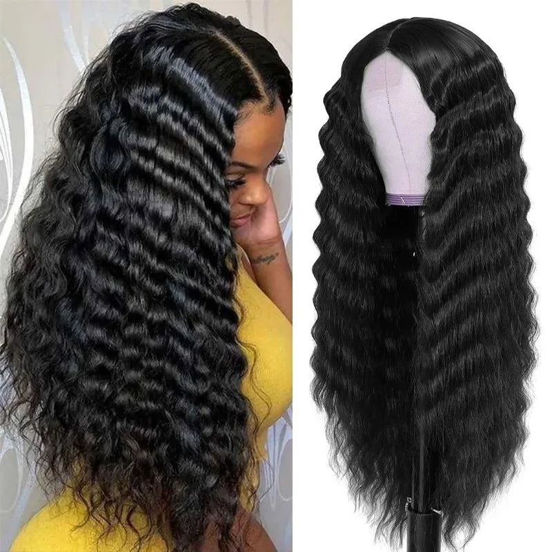 Lace Front Curly Wig Long Loose Deep Wave Synthetic Honey Blonde for Women Hair Replacement Natural Crimps Heat Resistant