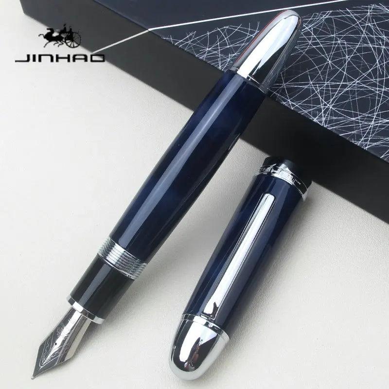 Glacier Blue Black Red JINHAO X169 Fountain Pen Metal Thick Barrel Comfort Grip Calligraphy Pen Replaceable Ink Cartridge Office