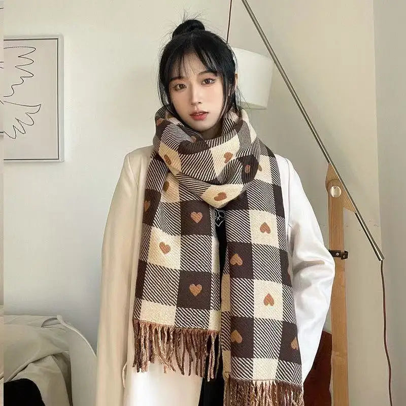 Unisex Cashmere Feel Scarf Winter Warm Soft Neck Wrap for Men Women All-Match Outdoor Hiking Scarf Decorate The Gift