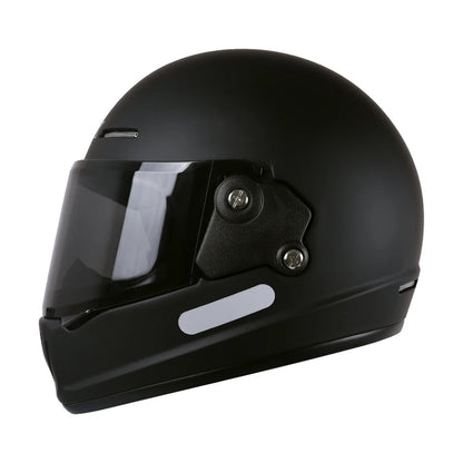 Retro-style full-face helmet with multi-color lenses, ABS material, DOT certified, suitable for all seasons