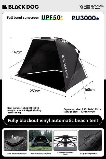 Naturehike BLACKDOG Camping Automatic Tent Waterproof Sun Shelter Beach for 2-3 People Outdoor Travel Picnic 150D Dome Tent New
