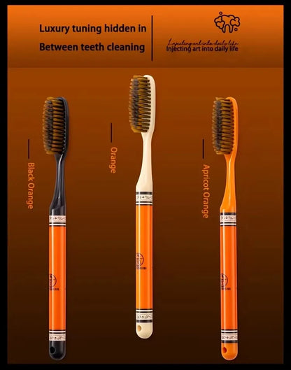 6-Pack Luxury Long-Handle Household Wide-Head Adult Ultra-Fine Soft Bristle Toothbrushes, Enlarged and Extended Couple Family Pack with Printed Handles, Gentle on Gums, Fine Bristles, Efficient Cleaning, Stylish Design, Non-S