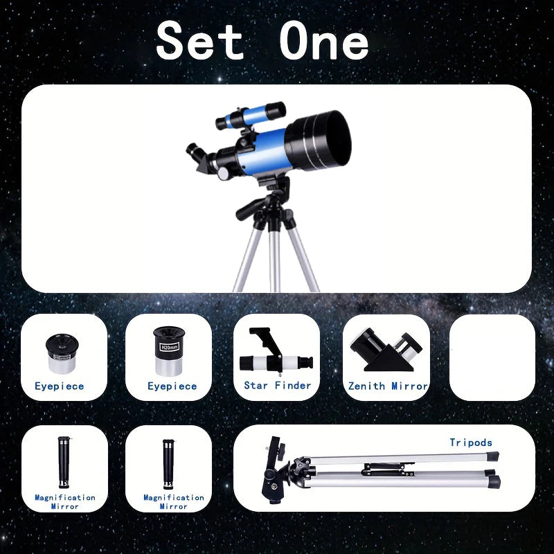 150x zoom HD night vision F30070 high power professional astronomical telescope to observe the moon with low tripod