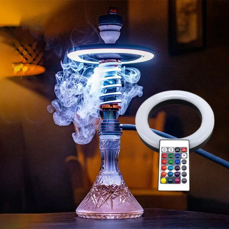 Colorful LED Hookah Light Show Shisha Ring Lamp Magnet Viscose Adsorption with Remote Control Cachimba Smoking Accessories