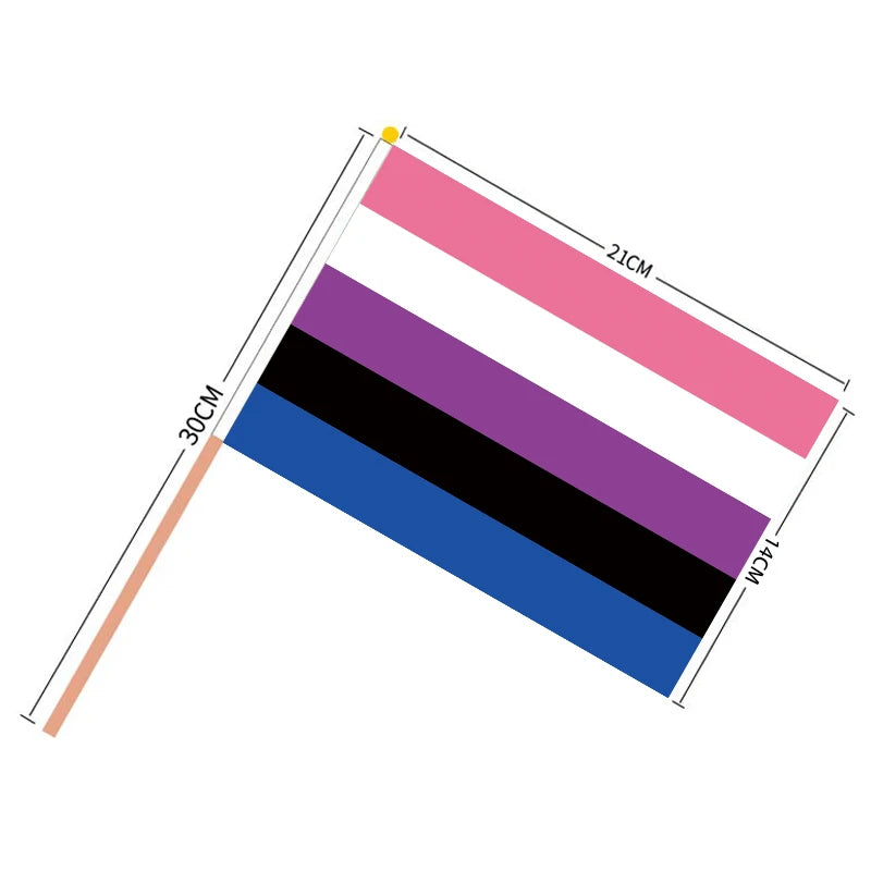 Aerxrbrae Custom Hand Flag 100Pcs 14*21Cm Plastic Stick Rainbow Gay Lesbian Homosexual Bisexual Pride Banner