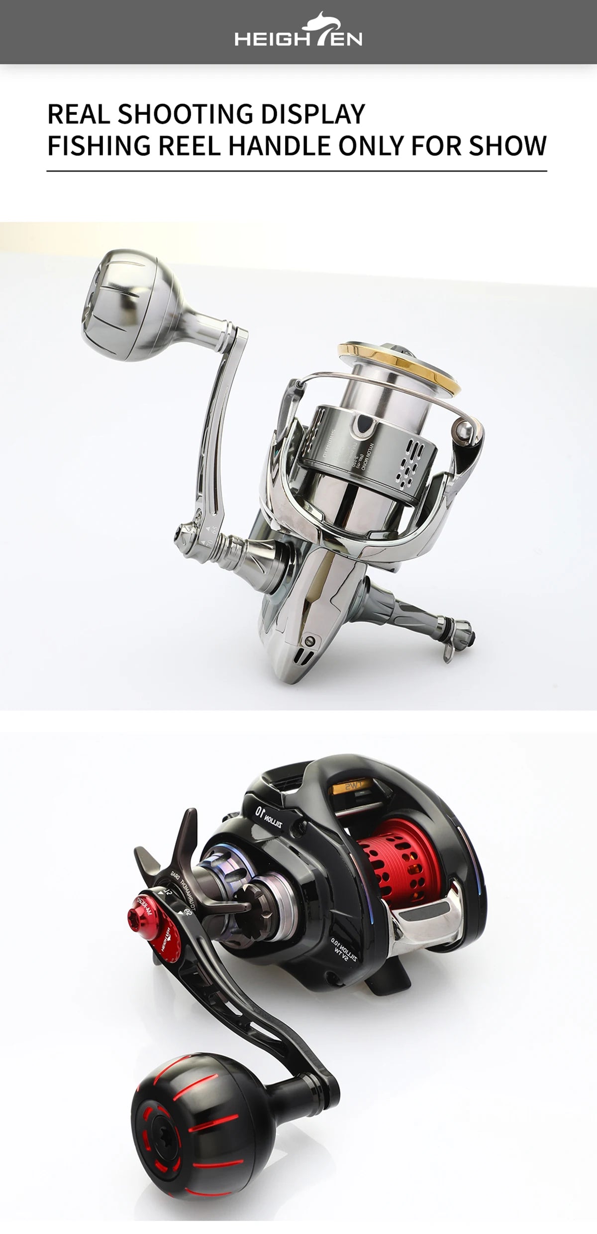 HEIGHTEN Carbon Fiber Fishing Reel Single Cast Spinning Wheel Hand Crank Handle Round Single Grip Fishing Wheel Crankshaft