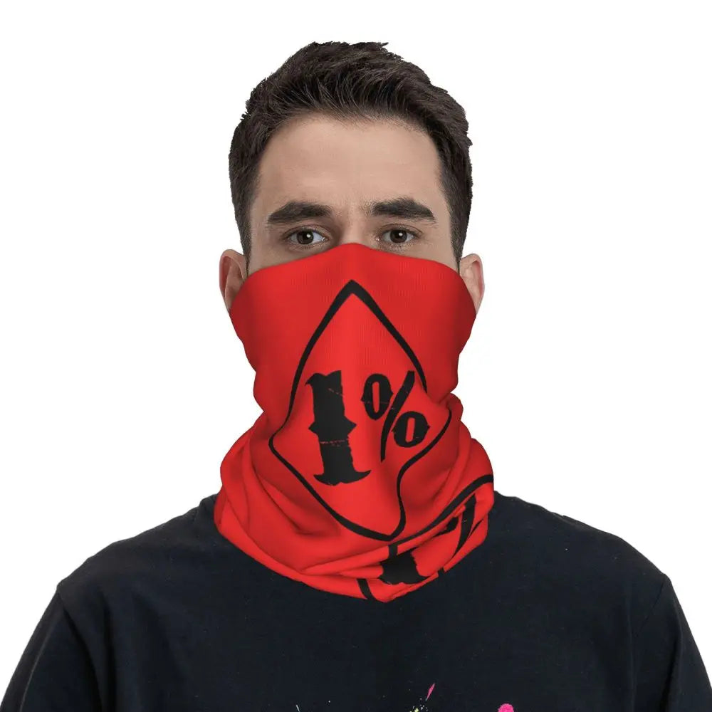 One Percenter 1% Bandana Neck Cover Printed Motorcycle Club Biker Mask Scarf Multifunctional Cycling Scarf for Men Women Adult
