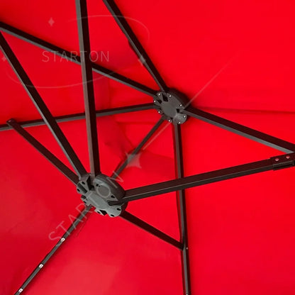 L  New Design Outdoor LED  Solar Powered Parasol 15ft Large Patio Garden Porch Double-sided Umbrella Table Twins Parasol