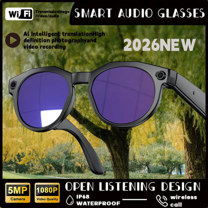 2026 NEW 8K HD AI Smart Glasses Chat GPT 800MP Camera Bluetooth Call AI Translation Voice Assistant Control Sunglasses Women Men