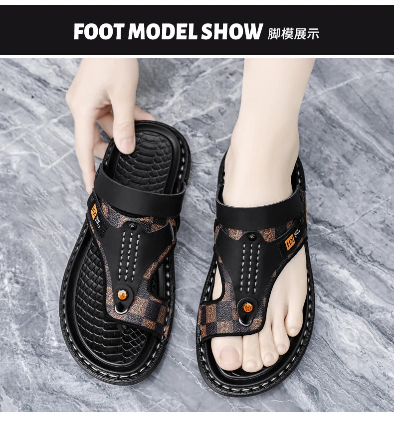 Men's high-quality beach shoes summer outdoor casual flip-flops sandals soft-sole non-slip comfort fashion dual-purpose slippers