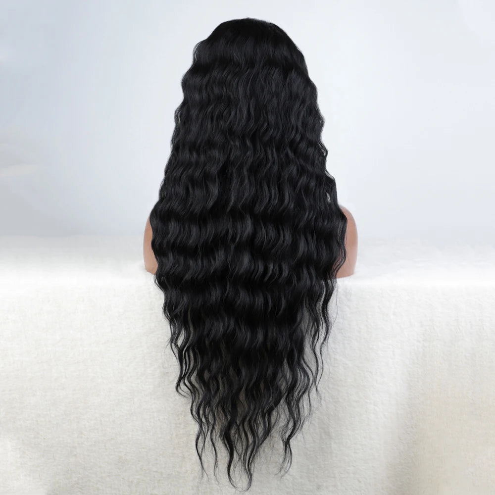Synthetic Lace Front  Wig 30" Ombre Blonde Black Wig Baby Hair Wigs Long Wavy Hair Lace Wig For Women Lace Front Wig Cosplay Wig