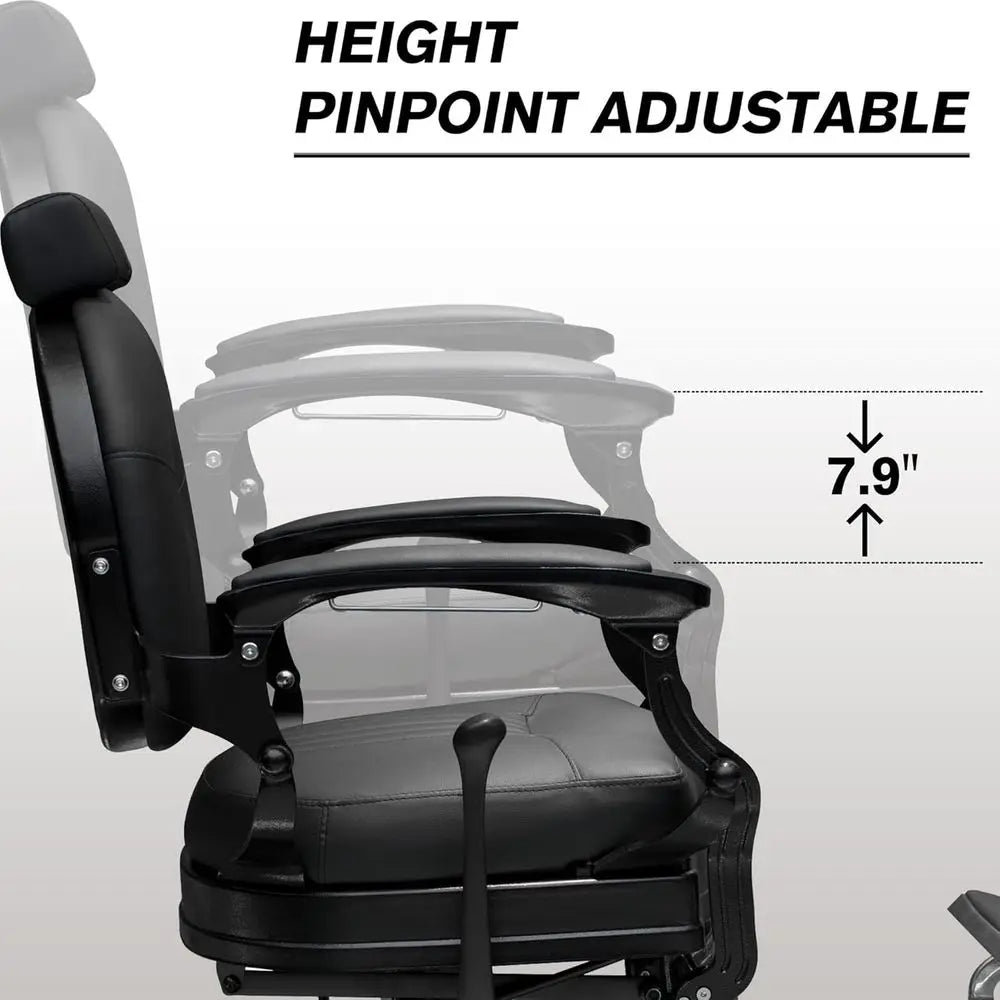Vintage-Style Heavy Duty Barber Chair - 360° Swivel, 160° Recline, 550 lbs Capacity, Adjustable Rest (Black)