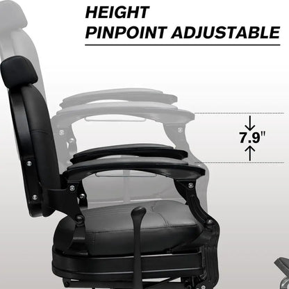 Vintage-Style Heavy Duty Barber Chair - 360° Swivel, 160° Recline, 550 lbs Capacity, Adjustable Rest (Black)