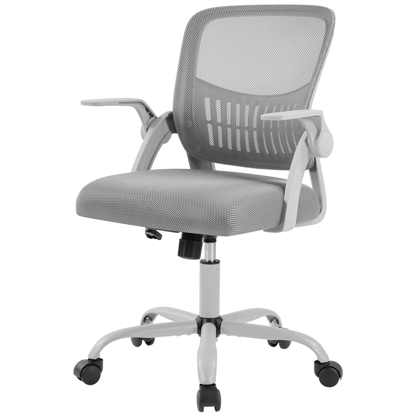 MCQ Ergonomic Mid Back Flip-up Armrest Office Desk Chair with Lumbar Support Height Adjustable 360° Swivel Computer Gaming Chair