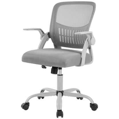 MCQ Ergonomic Mid Back Flip-up Armrest Office Desk Chair with Lumbar Support Height Adjustable 360° Swivel Computer Gaming Chair