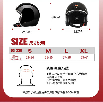 ECE DOT Approved Retro Motorcycle Helmet Open Face Moped 3/4 Vintage Low Profile Japanese Style Half Helmet Men Women Casco Moto