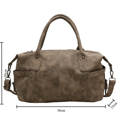 Retro Distressed Suede Texture Boston Hobo Bag Large Capacity Tote Handbag Shoulder Crossbody Bag for Women Daily Commute Trave