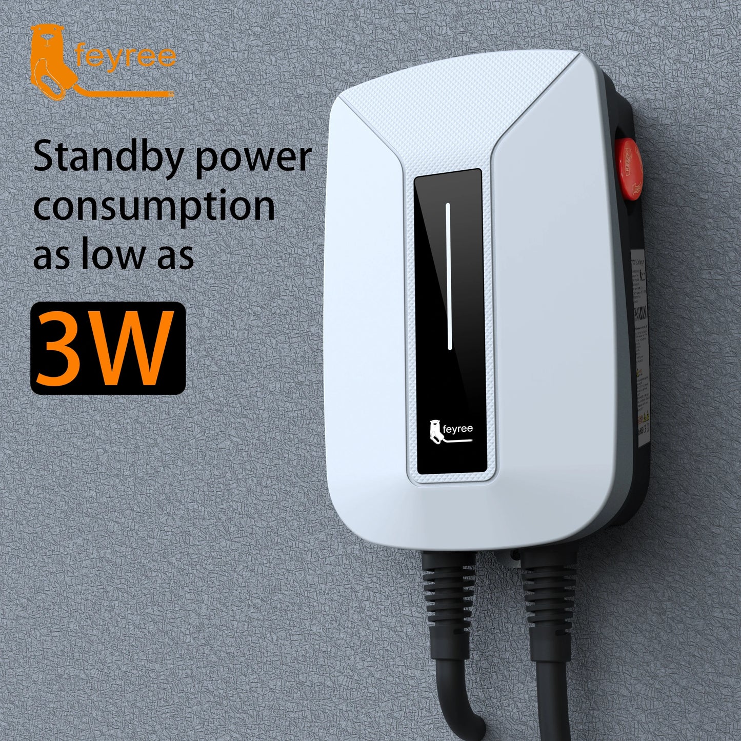 feyree EV Charger Type2 Plug EVSE Wallbox 32A 7KW IEC62196-2 Socket 1 Phase 5m Cable Wallmount Charging Station for Electric Car
