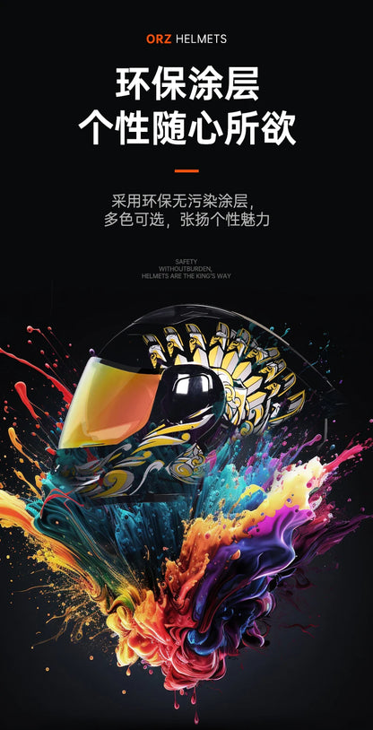 ORZ Personalised Motorcycle Full Face Helmet Men Women Fashion Dual Lens Helmets Motocross Racing Modular Flip Up Casco Moto