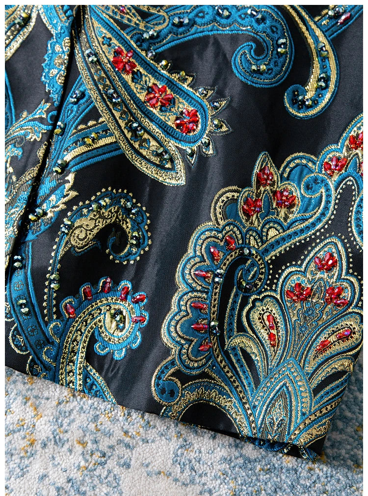 Elegant Embroidered Jacquard Trench Coat for Women 2025 | Round Neck Mid-Length Jacket | European Style Spring Fall Outerwear