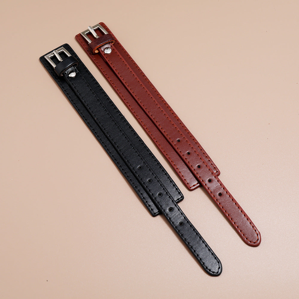 VOQ Punk Vintage Multi-layer Leather Bracelets Bangles Wide Wrap Bracelet for Men Friends Locomotive Fashion Jewelry Gift