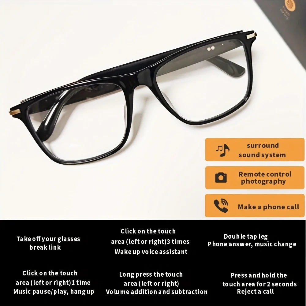 SENBONO Smart Glasses Bluetooth Call Volume Control Music Control Camera Control Built-in Microphone Sunglasses for Men Women