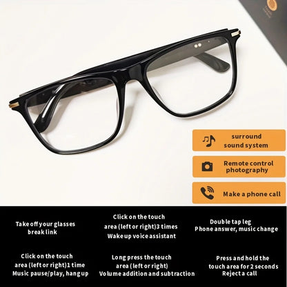 SENBONO Smart Glasses Bluetooth Call Volume Control Music Control Camera Control Built-in Microphone Sunglasses for Men Women