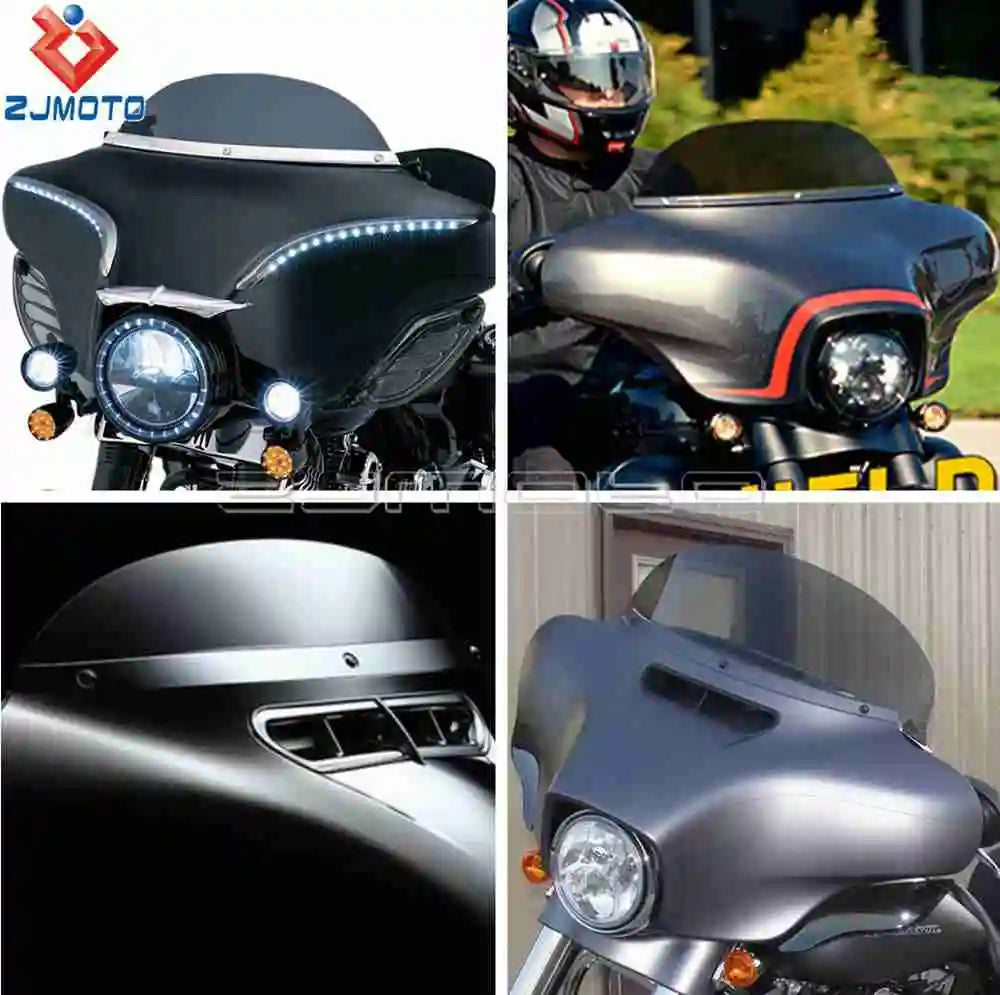 Steel Motorcycle Front Windshield Trim W/ Rubber Gasket For Harley Electra Street Tri Glide Touring Windscreen Strips 1996-2013