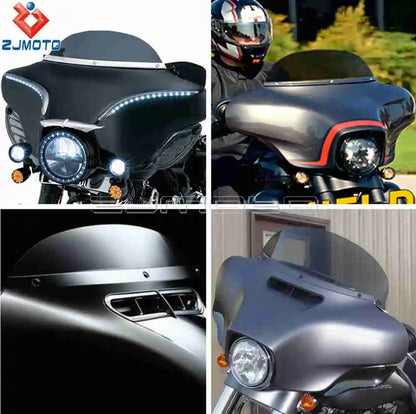 Steel Motorcycle Front Windshield Trim W/ Rubber Gasket For Harley Electra Street Tri Glide Touring Windscreen Strips 1996-2013