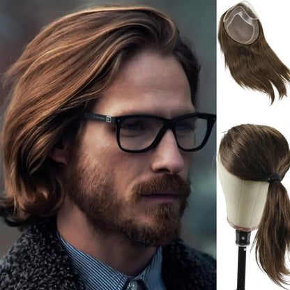 French Lace Front Mens Toupee Hair 12inch Long Hair Replacement System For European Virgin Human Hair Pieces Lace Front Man Wigs
