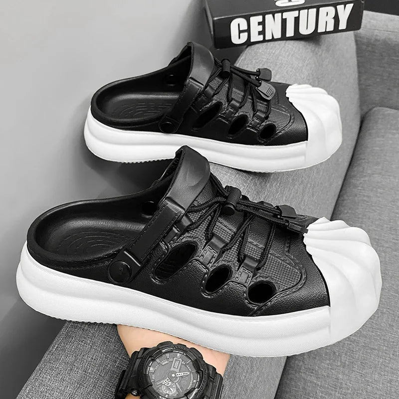 Fashion Men Sandals Summer Half Slippers Outdoor Women Beach Shoes Couple Walking Sneakers Comfortable Breathable Casual Shoes