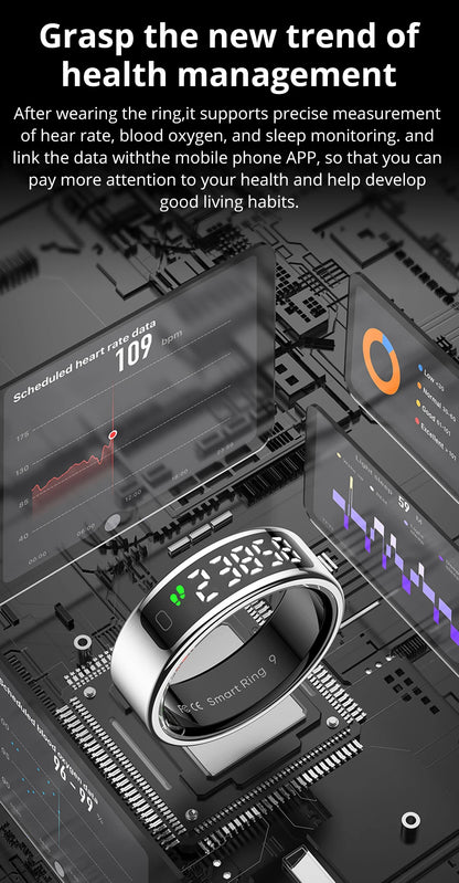 2026 COLMI R12 Smart Ring with Display Screen and Touch, Wireless Charging, Health Manager, 5 ATM Waterproof For Men Women