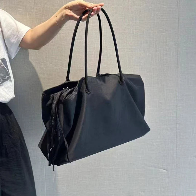 Nylon Women's Commuter Tote Bag Minimalist Large-capacity Tote Bag Ladies Multi-layer Waterproof Computer Shoulder Nylon Handbag