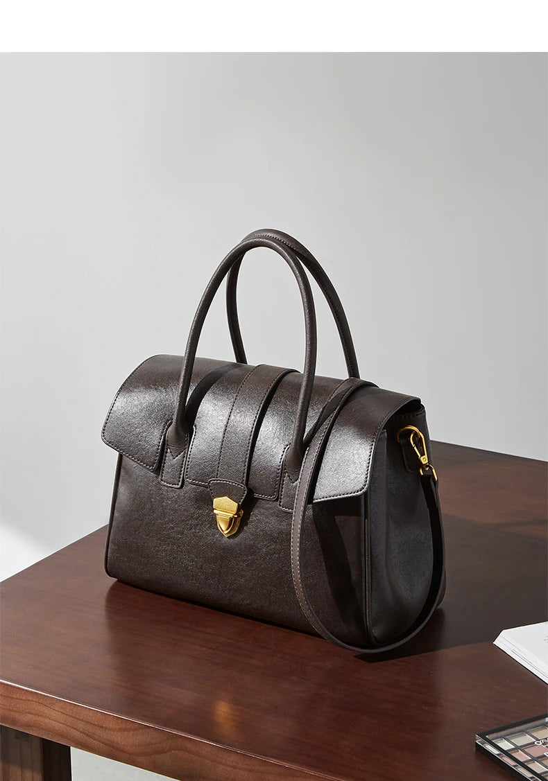 Burminsa Cowhide Genuine Leather Tote Handbags For Women 2025 Luxury Designer Satchel Commuter Ladies Shoulder Crossbody Bags