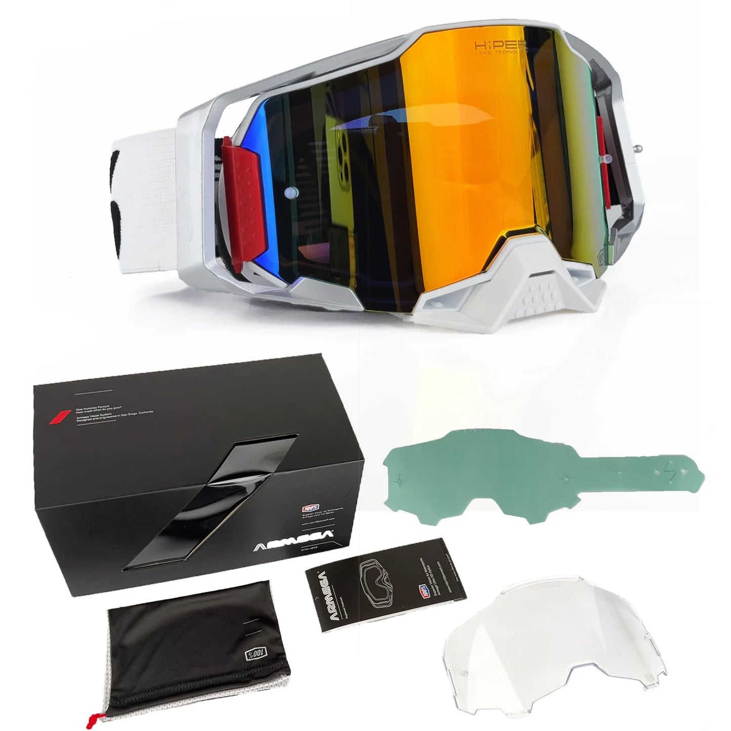 Professional Sports Goggles Windproof Dustproof Anti Fog for Motorcycle Cycling Skiing OTG Over The Glasses UV Protection Lens