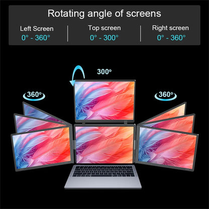 Rospider 15 inch Triple Screen Extender for Laptop HD IPS Quad Display MacBook Windows 12 to 16 inch Portable Extended Monitor