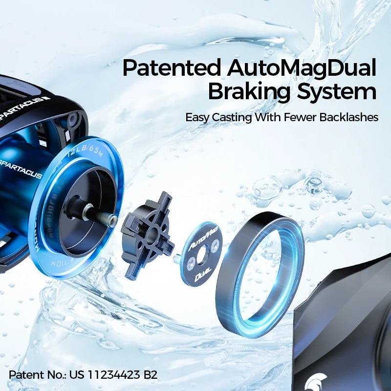 KastKing Spartacus III Long Cast Baitcasting Reel 11+1 Ball Bearings 7.2:1 Gear Ratio Reel 3 Spool for Multiple Fish Species