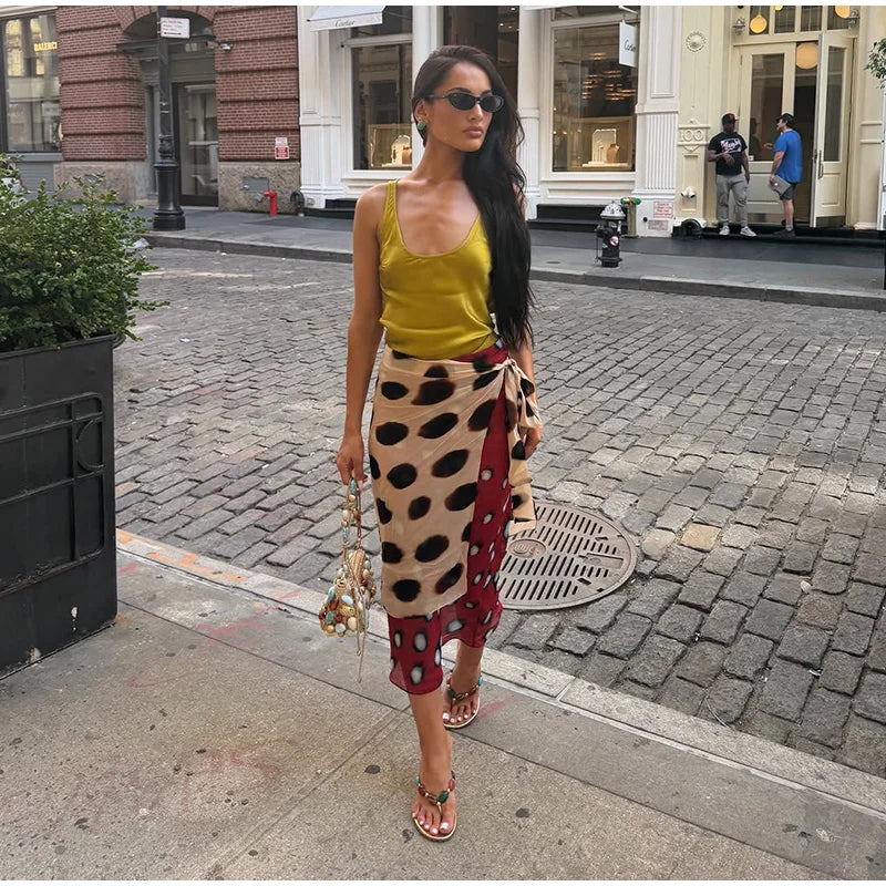 2026 Women Chic Vacation Outfits Fashion Leopard Print Sheer Chiffon Shirt Casual Turn-down Collar Mini Dress & Detachable Scarf